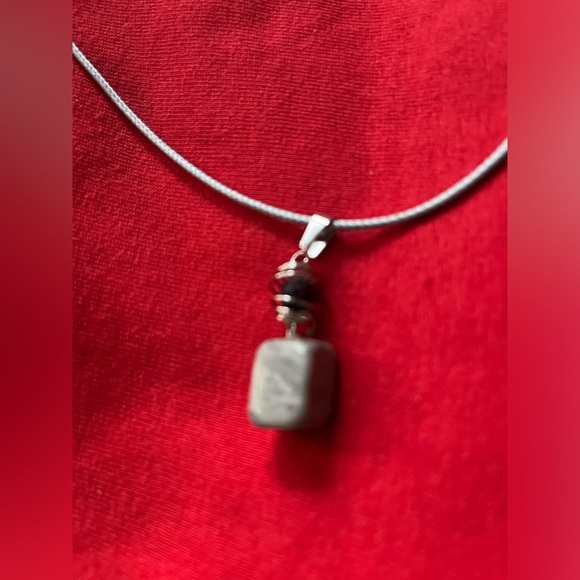 Hand Crafted Corded Medallion Necklace w Silver Quartz Diffuser Charm Wax Cord - Picture 2 of 4